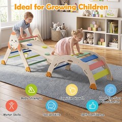 8-in-1 Climbing Toys for Toddlers with Triangle Ladder, Convertible Ramp, Indoor