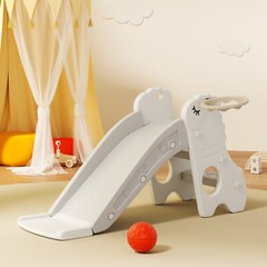 3In1 Kid Folding Slide With Climber,Basketball Hoop,Freestanding Slide Toy White