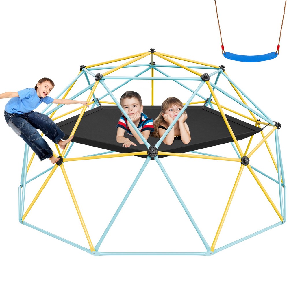 VEVOR Climbing Dome 10FT Geometric Dome Climber with Hammock Swing Jungle Gym