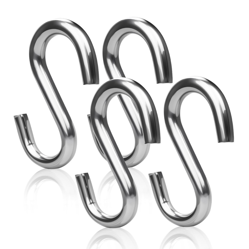 3.2 Inch Heavy Duty S Hooks 4 Pack, 550 LB Capacity 304 Stainless Steel S Hoo…