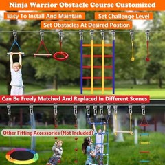 65FT Ninja Warrior Obstacle Course for Kids Backyard Outdoor 65FT 13Pcs Ratchet