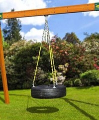 Rubber Tire Swing for Backyard Outdoor Playsets – 3 Rubber Coated Swing Chains