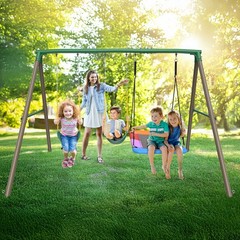 660lbs Heavy Duty Swing Set with 1 Platform Swing, 2 Belt Swings Metal Swing Set