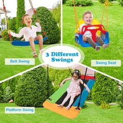Kids 3-in-1 Swing Set 660 LBS Carbon Steel Swing Frame w/Belt Swing for Toddlers