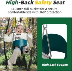 High Back Full Bucket Toddler Swing Seat W/ Yellow Coated Chains Fully Assembled