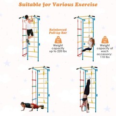 Kids Indoor Gym Playground Swedish Wall Mount Ladder Children Exercise Toy Bars