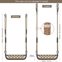 Wooden Swing Seat, Outdoor Tree Swings for Adults and Kids, Comfortable and N…