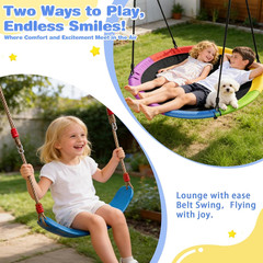 3-In-1 Swing Set for Backyard for Kids, with 1 Platform Swing, 2 Belt Swing, 600
