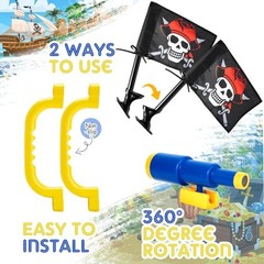 5 Pcs Playground Equipment Plastic Pirate Steering Wheel Pirate Telescope Blue