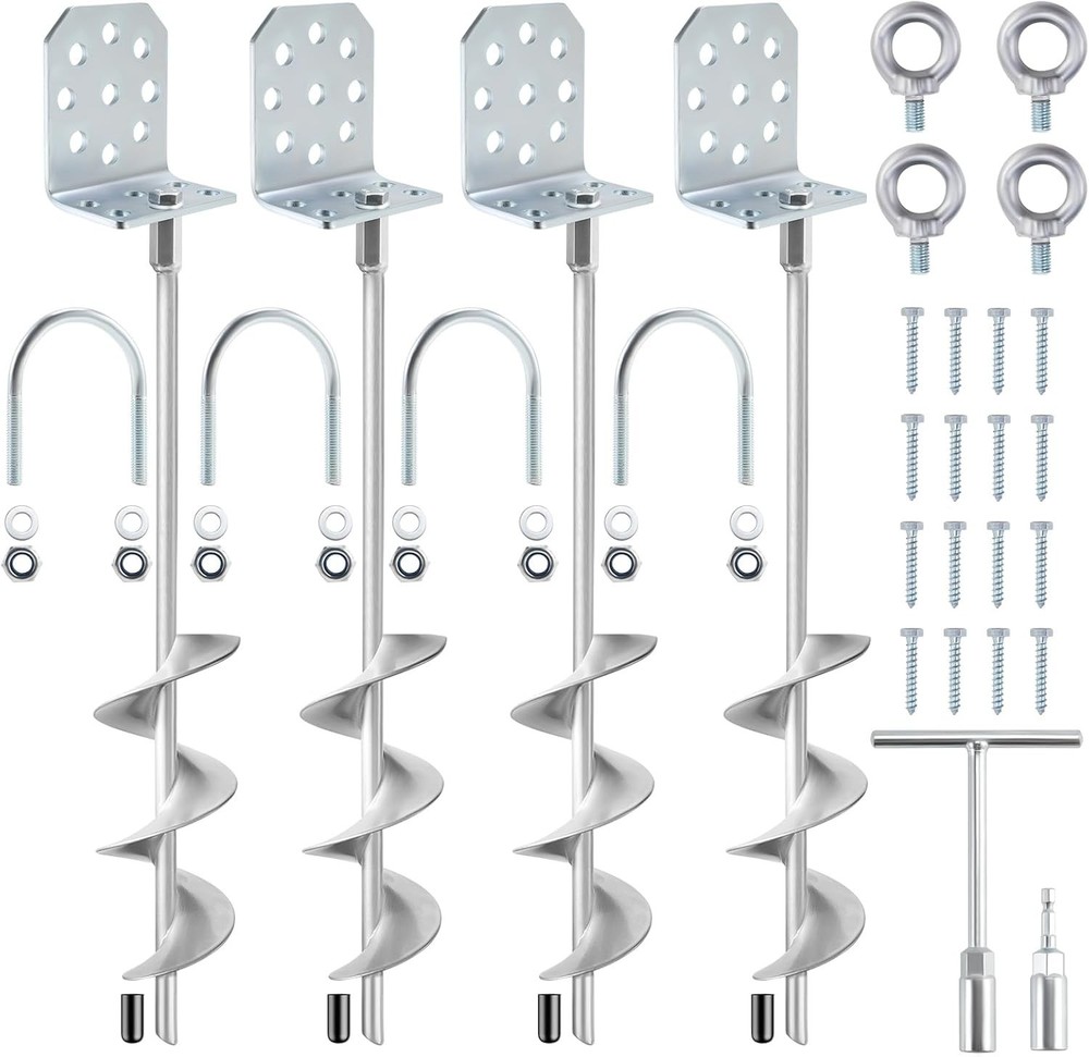 20in Swing Set Ground Anchors Heavy Duty Screw In Spiral Earth Anchors Kit
