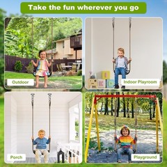 Heavy Duty Swing Seat W/ Adjustable Rope Plastic Tree Swing Seats Kids Black