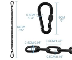 2 Pack 25in Hanging Swing Chain with 4 Carabiners, 440LB 2 Pack (25inch) Black