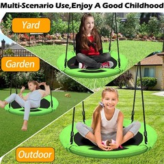 40 Inch Green Saucer Tree Swing Set for Adults 500lb Weight Capacity Waterpro…