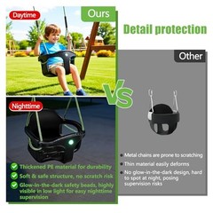 Dakzou Jungle Gym High Back Full Bucket Toddler Swing Black 11.4Inches Black