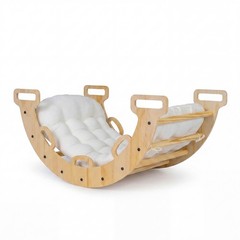 Wooden Rocking Climbing Arch w/Cushion, 3-in-1 Montessori Kids Climber Rocker