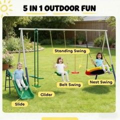 Outdoor Swings Glider Kids Swing Set Seat Backyard Heavy Duty
