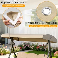 Outdoor Swing Canopy Replacement Cover, 3 Seat Swing Cover UV-Resistant for 3-Se