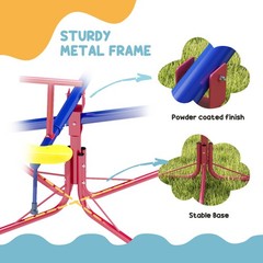 Teeter Totter for Kids with 4 Seats for 3-8 Years, Red Blue Yellow