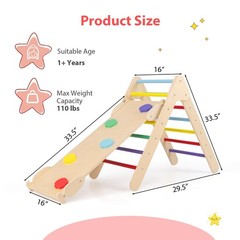 Pikler Triangle Set 3 in 1 Climbing Toys for Toddlers Wood Montessori Baby Ju…