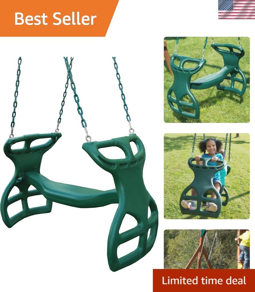04-0037-G Dual Ride Glider Back-to-Back Tandem Swing, Green, Green Plastic Co…