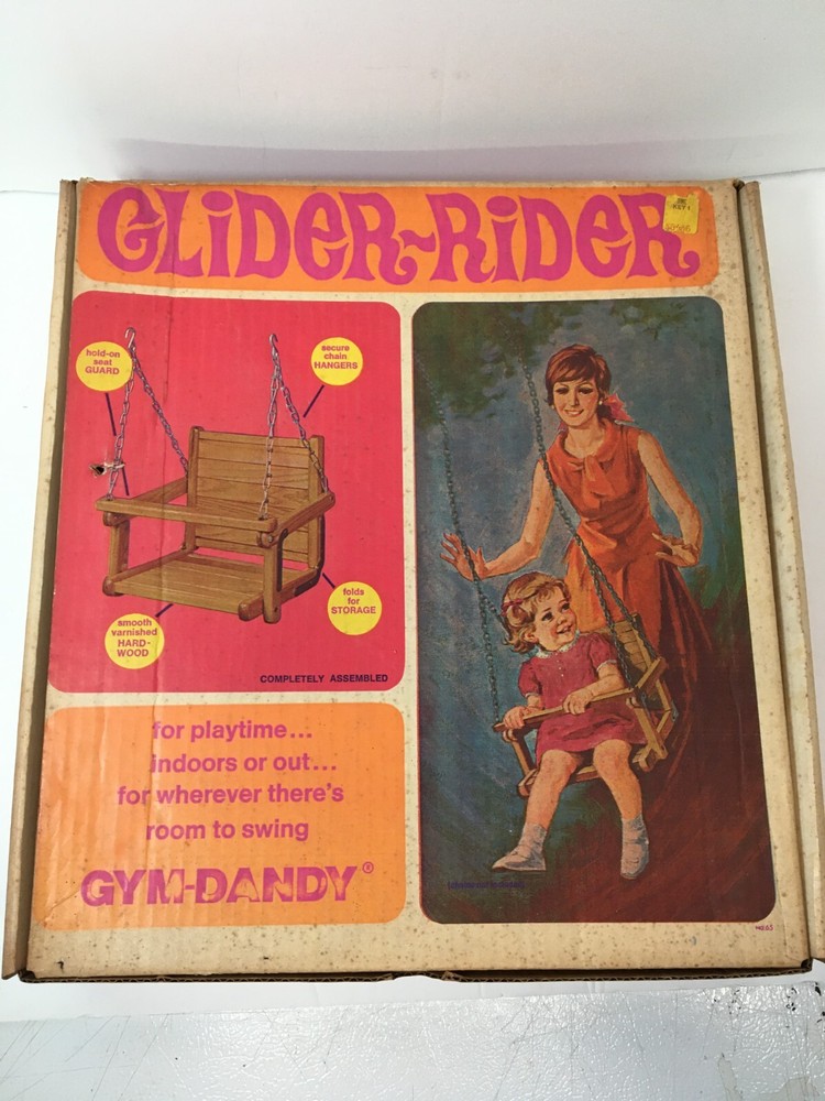 Wooden Baby Hanging Swing Seat Gym-Dandy GLIDER – RIDER 1970 Collector’s Item.