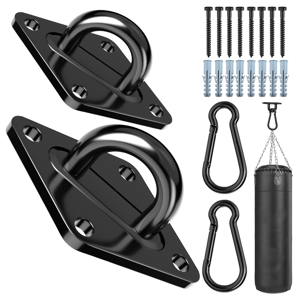 Heavy Duty Black Hammock Hooks Screws Bolts Included, Over 1700 lb Rust-Resis…