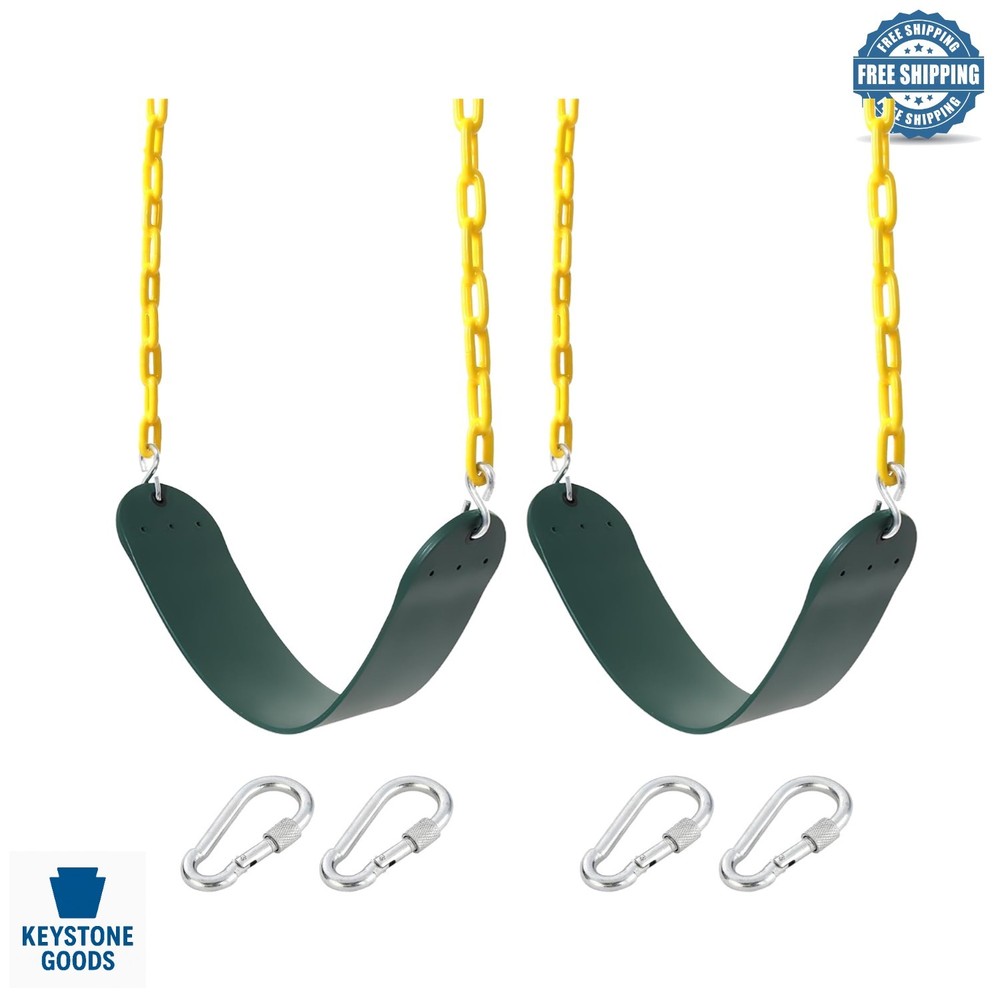 2-Pack Heavy Duty Plastic Swing Seats with Chains for Kids Up to 250lbs