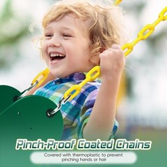 16″ Trapeze Swing Bar with Gym Ring & Toddler Swing, Swing Set Accessories wi…