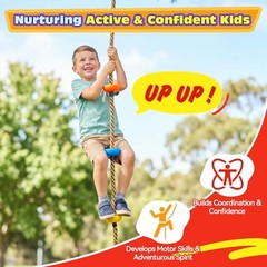 Tree Swing for Kids 330LB Capacity, Climbing Rope with Platforms and Disc Red