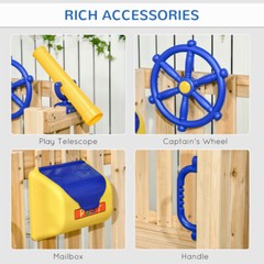 3-in-1 Wooden Swing Set w/ Baby Seat, Toddler Slide & Play Wheel – Ages 1.5-4