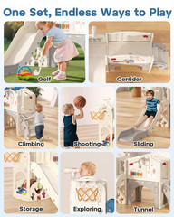 Toddler Slide Set, 13 in 1 Kids Indoor Slide for Toddler 1-3, Indoor Outdoor Tod