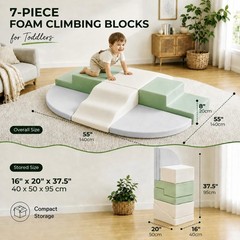 Soft Foam Climbing Blocks for Toddlers, 7-Piece Baby Foam Climbing Blocks, In…