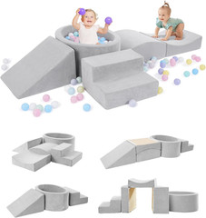 Foam Climbing Blocks with Ball Pit Designed for Toddlers Aged 1-3 -Great for Ind