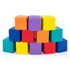 12 PCS Foam Building Blocks 5.5″ x 5.5″ Colorful Climbing Foam Soft Cubes