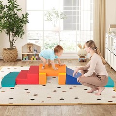 10 Pieces Foam Climbing Blocks Set w/ PU Leather Surface. for 1-3 Years Old.