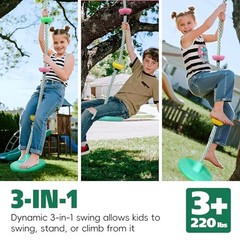 Tree Swings for Kids Outdoor Rope Swing for Tree Candy Green Disc Swing Seat