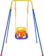 3-in-1 Toddler Swing Set with 4 Sandbags, Indoor/Outdoor Baby Swing with Fold…