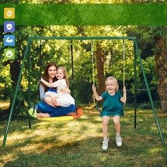 440lbs Metal Swing Set with Two Swings Heavy Duty A-Frame Kids Backyard Playset