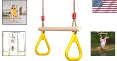 Kids Trapeze Swing Bar with Gym Rings Set