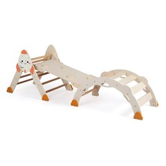 Climbing Toy Set w/ Arch, Foldable Ladder & Wooden Indoor Playground Jungle Gym