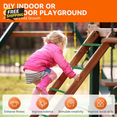 21″ Monkey Bars Kit 12PCS Metal Playground Ladder Rungs Swing Set Green