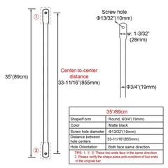 35” Garden Swing Replacement Bars – Matte Black Metal Rods for Hanging Seat (2PC