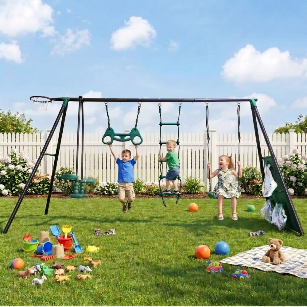 XNS076 blackish green interesting four function swingset face metal plastic safe