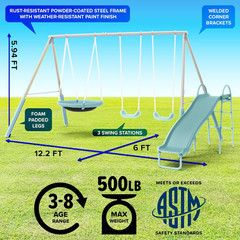 Super Saucer Metal Swing Set with Two Swings