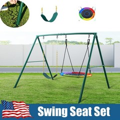 440lbs Metal Swing Set with 2 Swings Kids Adult Outdoor Playset Heavy Duty Frame