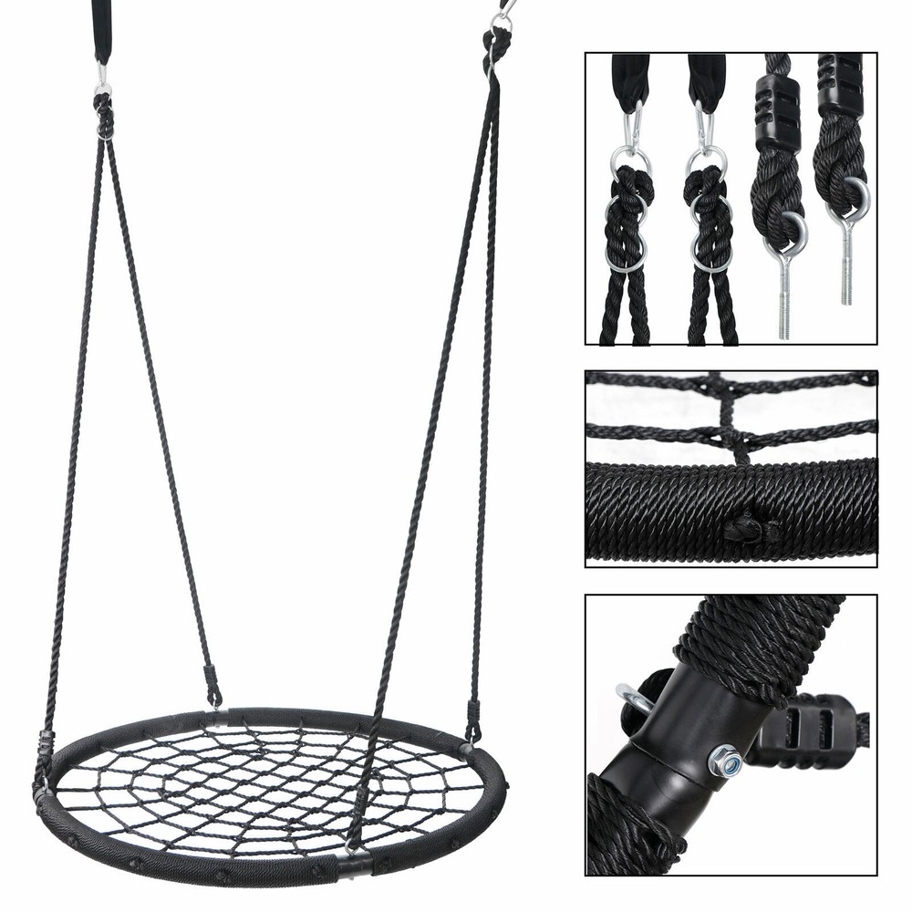 48″ Largest Web Tree Swing Set 360° Rotate Adjustable Hanging Ropes for Kids