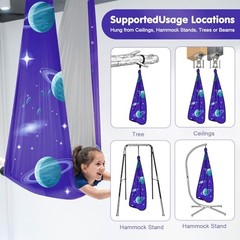 Sensory Swing for Kids & Adults, Double Layer 360° Swivel Versatile Space