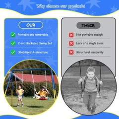 Color Swing Set for Backyard,Swing Heavy Duty 440lbs Metal Outdoor Swing Stand