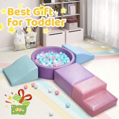 Foam Climbing Blocks for Toddler: with 4-Piece PU Leather Climbing Toys and a Ba