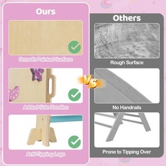 Triangle Set, Wooden Montessori Climbing Set w/Arch Ramp Climbing Rope & Ladder